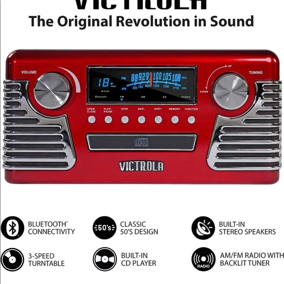 Victrola red record player - Picture 4 of 5